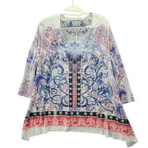 Coco's Clozet Womens Top Multi-Color Size 2X Polyester Blend